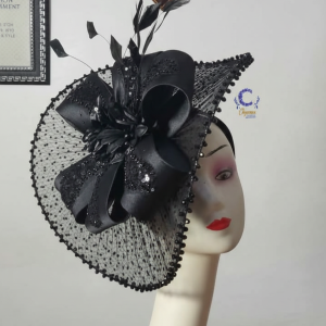 Ladies Turban Cap, Heart With Fascinator